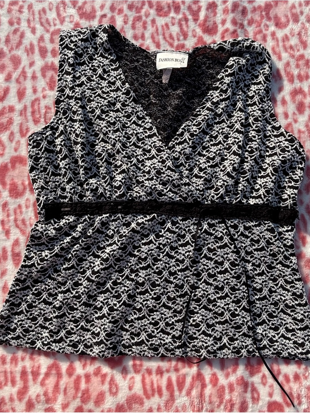 Fashion Bug Black and White Lace V-Neck Camisole
